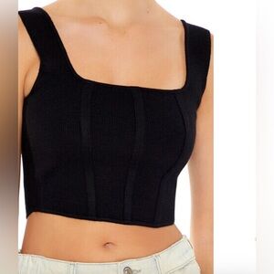 Black Sweater-Knit Cropped Top Size S